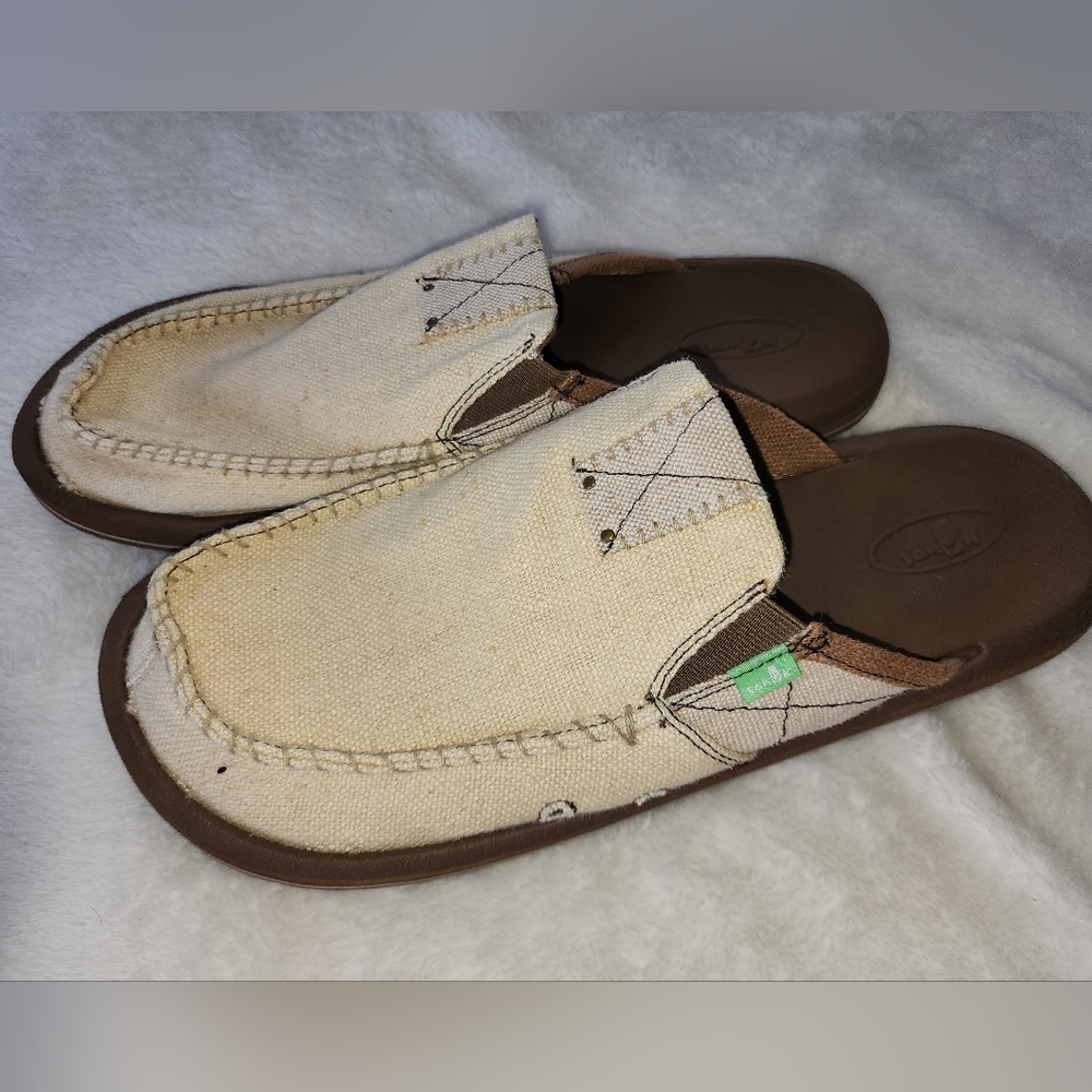Mens Sanuk Canvas Slides, Size 13